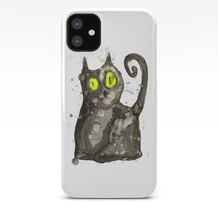 Big Fat Black Cat Iphone Case By Wizzies Society6