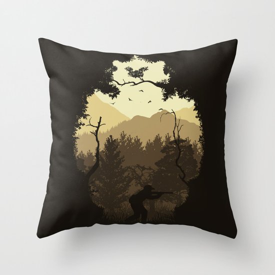 Hunting Season - Brown Throw Pillow