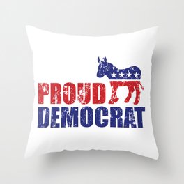 Proud Democrat Donkey Distressed Throw Pillow