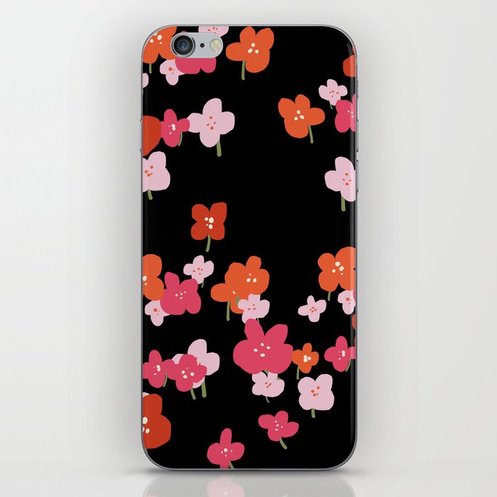 Black Aesthetic Floral 70s iPhone Skin