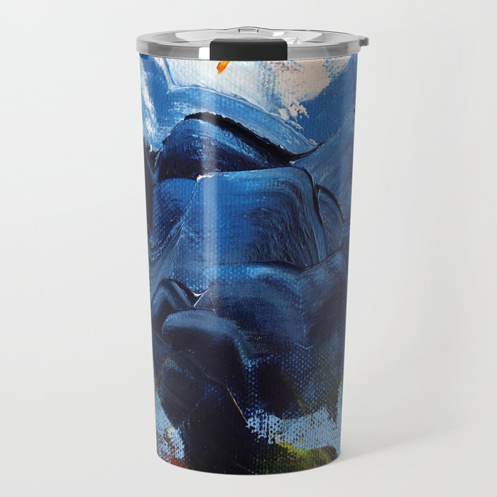 Red Mountain and Stormy Sky Oil Painting Fine Art Travel Mug