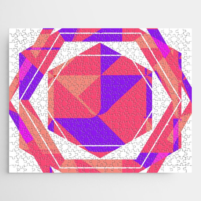 Pink geometric funny pop art Jigsaw Puzzle