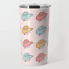 Cowboy Hats, Colorful Cowgirl Hat Pattern with Daisies, Blush, Pink, Mint Travel Mug