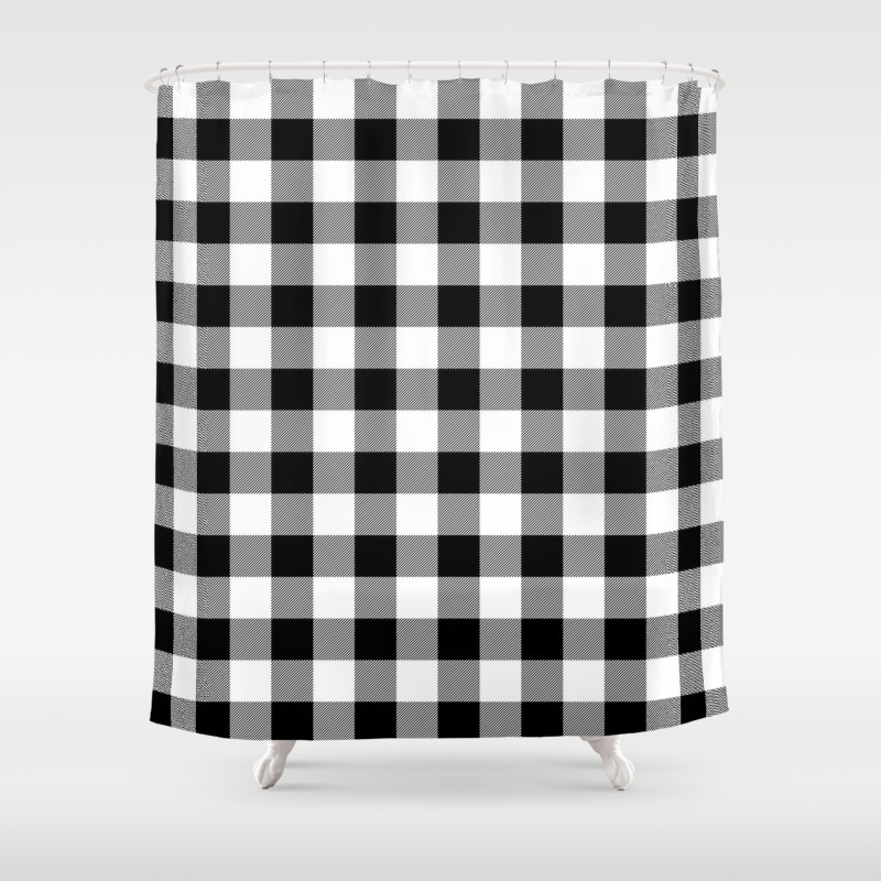Buffalo Plaid White Black Lumberjack Pattern Farmhouse Shower Curtain By Trmdesign Society6