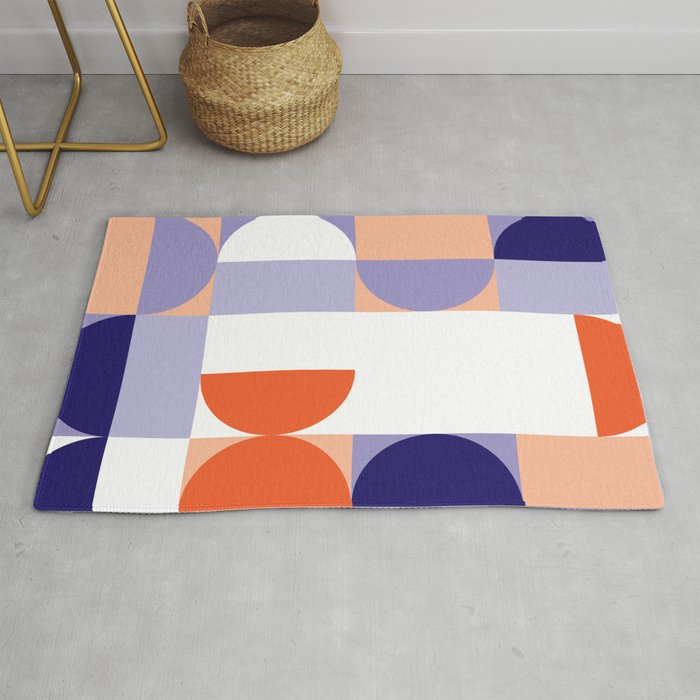 Minimal Bauhaus Semi Circle Geometric Pattern 1 Bauhaus Minimalist Rug By Dominiquevari Society6