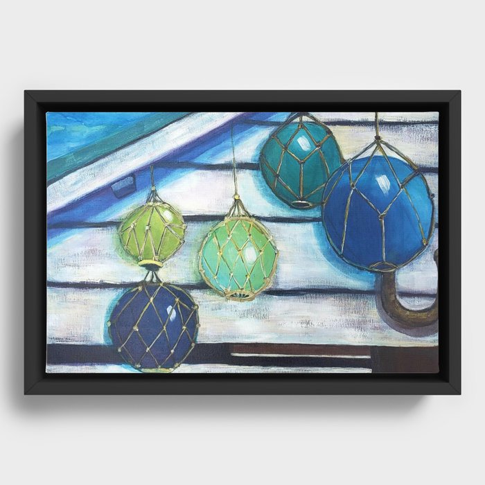 Sea Globes at the Beach House in Acrylic Framed Canvas
