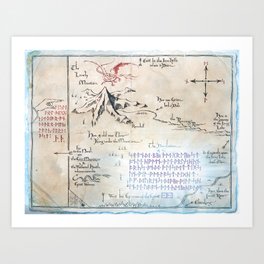 Thrain's map with Moonrunes Art Print