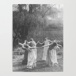 Circle Of Witches Vintage Women Dancing Black And White Poster