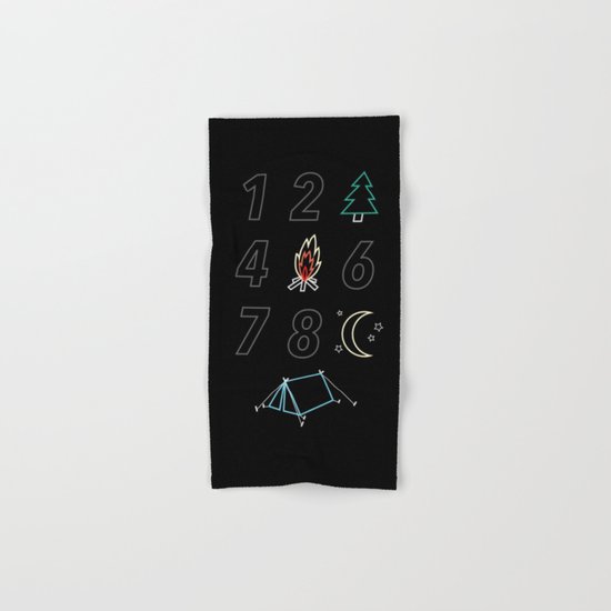 1 2 tree 4 fire 6 7 8 night tent Hand & Bath Towel