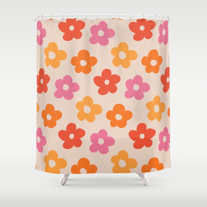 Retro 60s 70s Flowers Pattern #pattern #vintage Shower Curtain