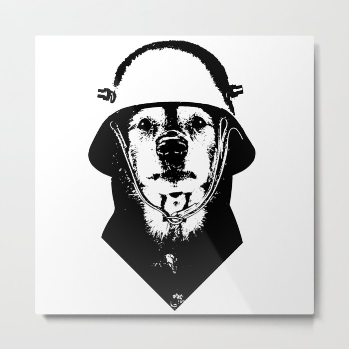 Eleven: Dog with Helmet Metal Print