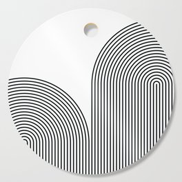 Geometric Lines in Black and White Cutting Board