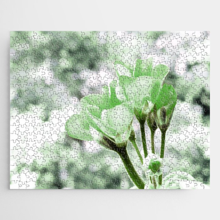 Pastel Green Flowers Jigsaw Puzzle
