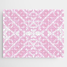 Pink and white diamond shibori tie-dye Jigsaw Puzzle