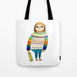 Hipster sloth skateboarder Tote Bag