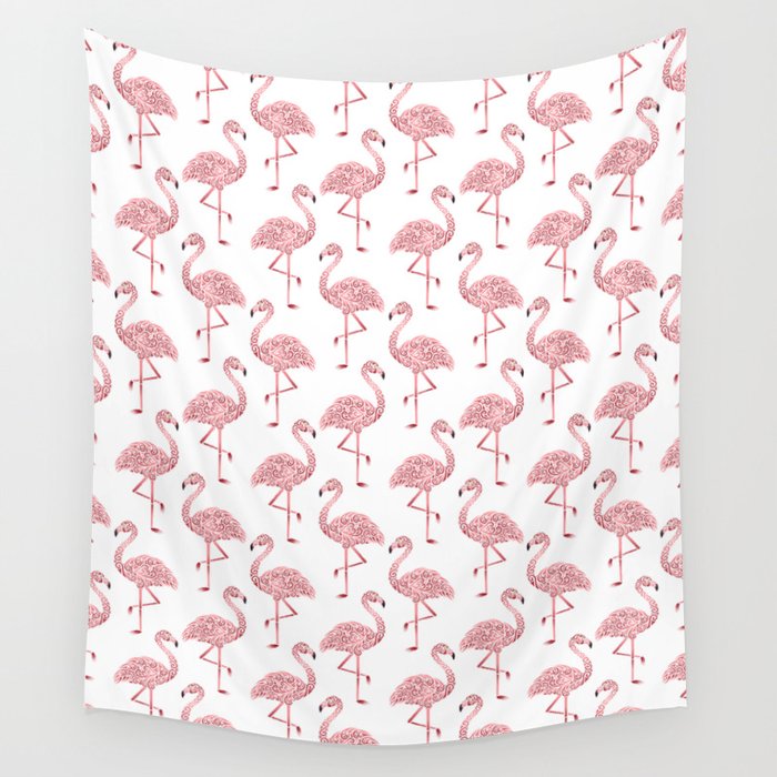 Julie's Pink Flamingo Pattern Wall Tapestry