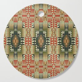 Orange Red Olive Green Native American Indian Mosaic Pattern Cutting Board