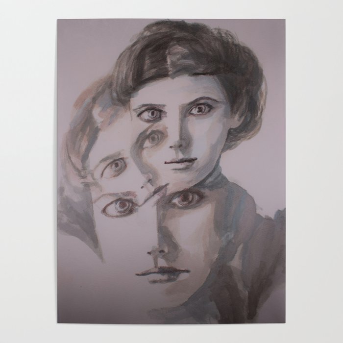 watercolor portrait of the Spirits in Her Head Poster