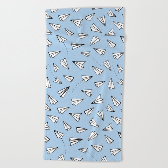 Paper Planes on Blue Beach Towel