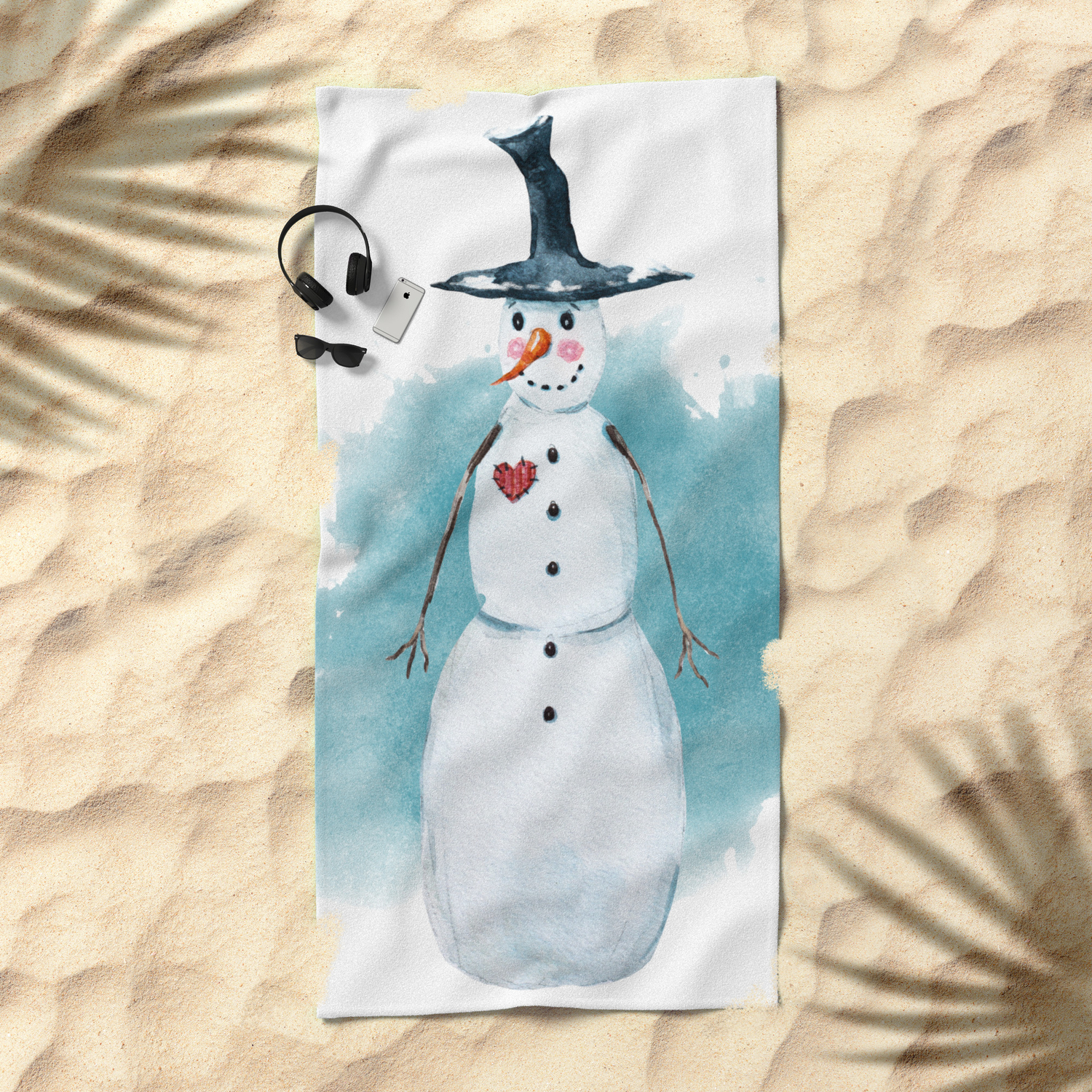 Thin Snowman Beach Towel By Bridax Society6