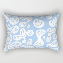 Pastel Blue Dripping Smiley Rectangular Pillow