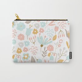 Seamless pastel floral pattern Carry-All Pouch | Wallart, Flower, Handdrawn, Wrapping, Leaves, Drawing, Floral, Floralbackground, Seamless, Floralpattern 