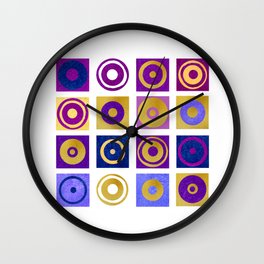Circles and squares - luxurious purple and gold palette Wall Clock