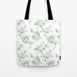 Elegant vintage green white roses shabby floral Tote Bag