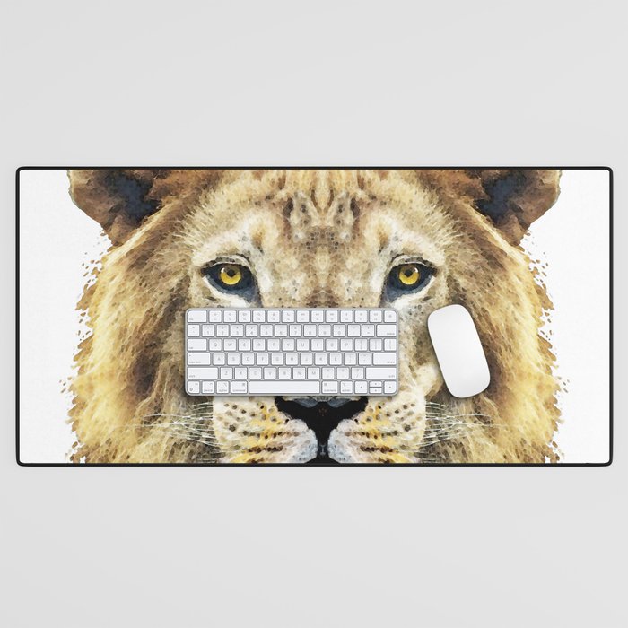King Of The Jungle Lion - Lions Animal Print Art Desk Mat