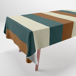 Burnt teal beige dusty retro 60S stripes Tablecloth