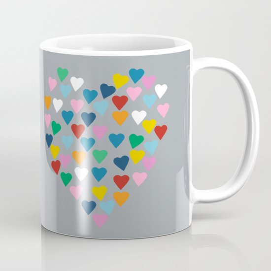 Hearts Heart Multi Grey Mug