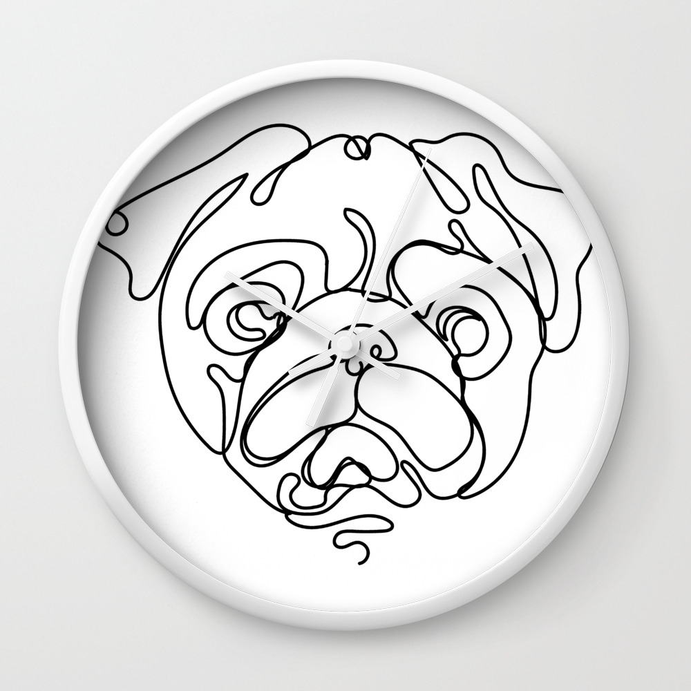 Minimal Art Single Line Cute Pug Face Linear Illustration Wall Clock By Laramesanzaburke Society6,Geometric Fine Line Dragon Tattoo