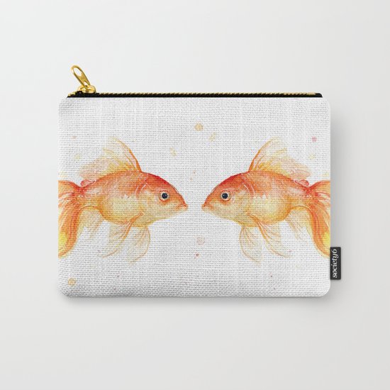 Goldfish Love Watercolor Fish Painting Carry-All Pouch