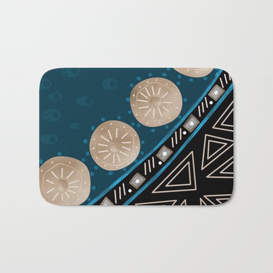 Abstract pattern Black and blue . Bath Mat
