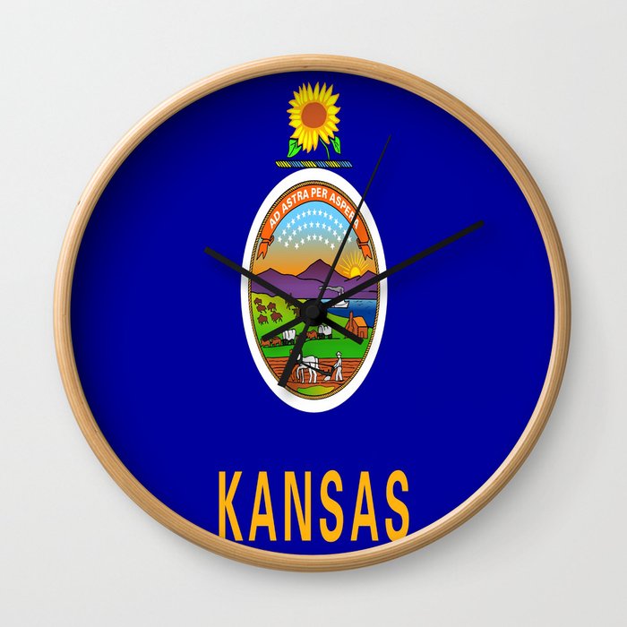 flag Kansas-america,usa,middlewest,Sunflower State, Kansan,Topeka,Wichita,Overland Park,Wheat State Wall Clock