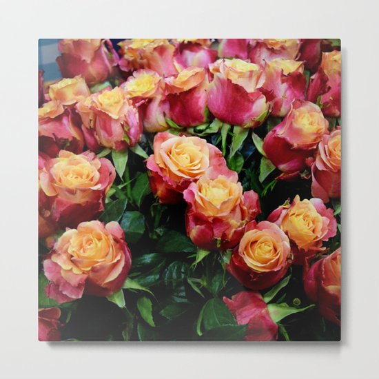 Red Orange Roses Metal Print