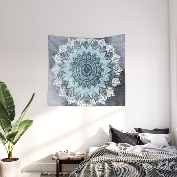 BOHOCHIC MANDALA IN BLUE Wall Tapestry