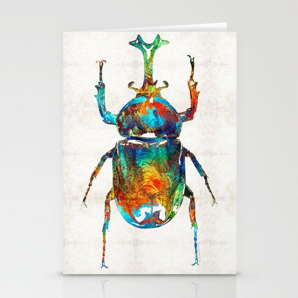 Colorful Beetle Art - Scarab Beauty - By Sharon Cummings Stationery Cards