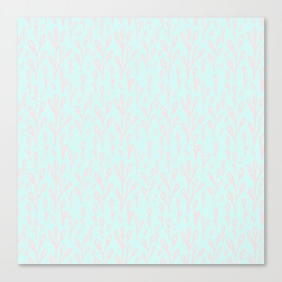 Merry christmas- abstract winter pattern with pink branch and snow Canvas Print