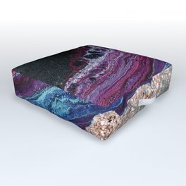 Violet fire agate - rose gold glitter Outdoor Floor Cushion
