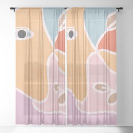 Colorful Woman Botanical Sheer Curtain