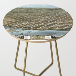 Bird's eye view of the city of Erie vintage pictorial map Side Table