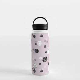 Black and white rose pattern on pink background Water Bottle