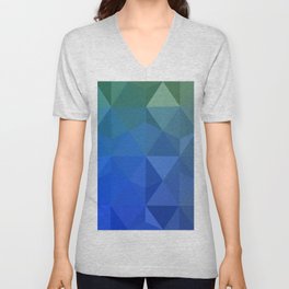 Multicolor green, blue polygonal illustration, which consist of triangles. Geometric background in Origami style with gradient. Triangular design V Neck T Shirt