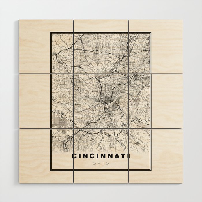 Cincinnati Map Wood Wall Art