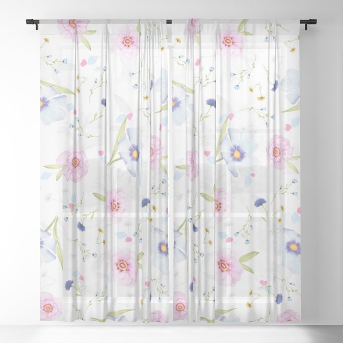 Awesome Flowers Sheer Curtain