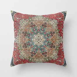 Antique Red Blue Black Persian Carpet Print Throw Pillow