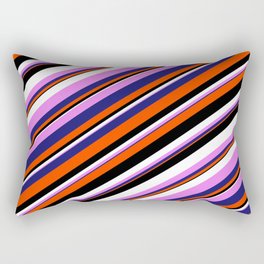 [ Thumbnail: Eyecatching Violet, Midnight Blue, Red, Black & White Colored Lines/Stripes Pattern Rectangular Pillow ]