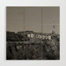 Hollywood Sign Black & White, California Vintage, Retro, Fine Art Photography Wood Wall Art