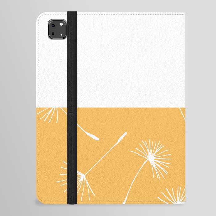 White Dandelion Lace Horizontal Split on Orange iPad Folio Case